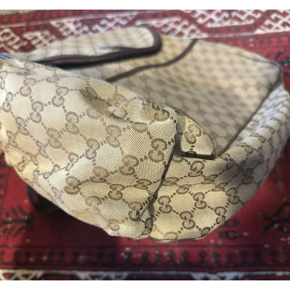 Gucci Diaper Bag Monogram Shoulder Crossbody Canvas Brown Authentic - Picture 3 of 11